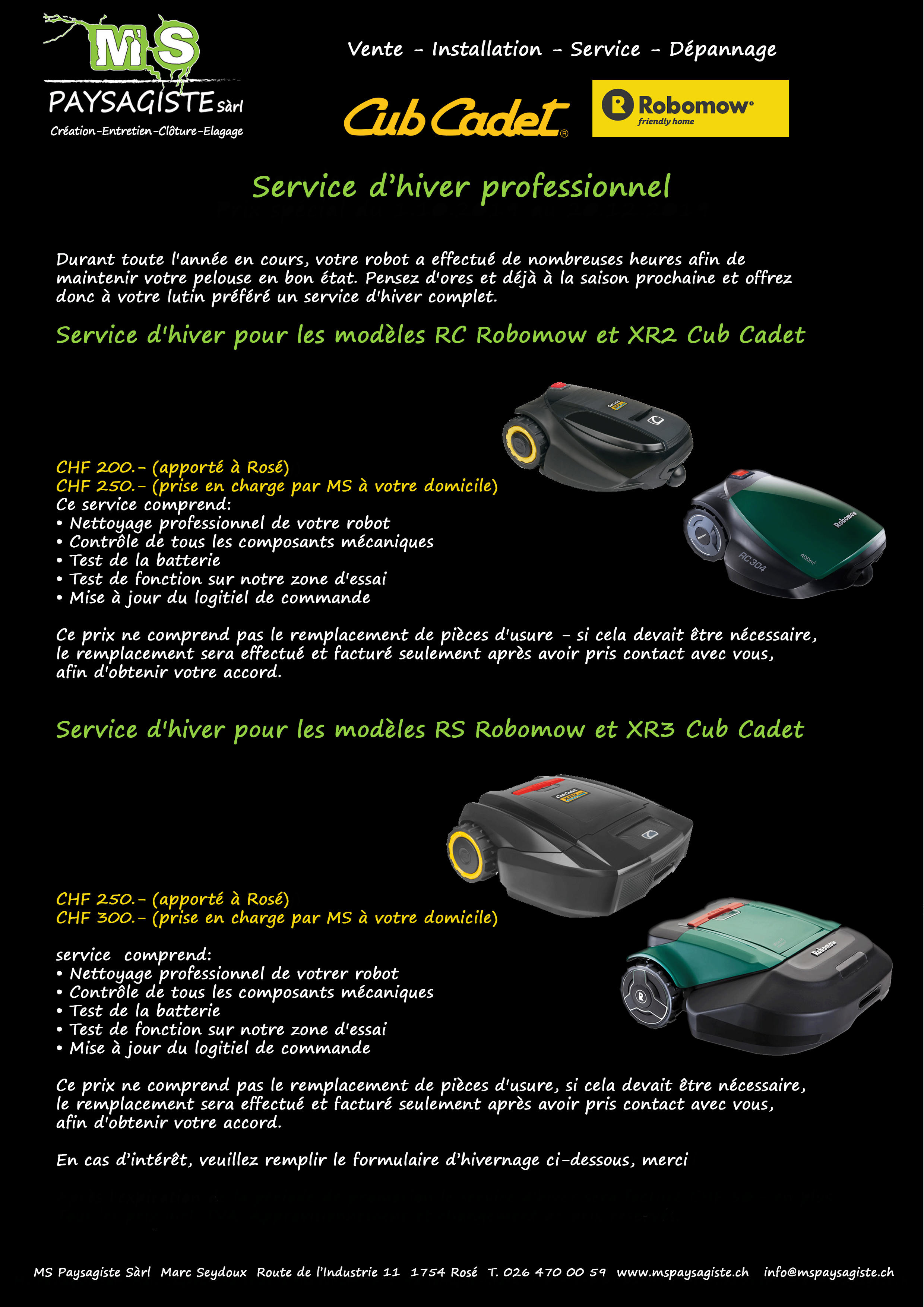 Service hiver Robot 2021 2022